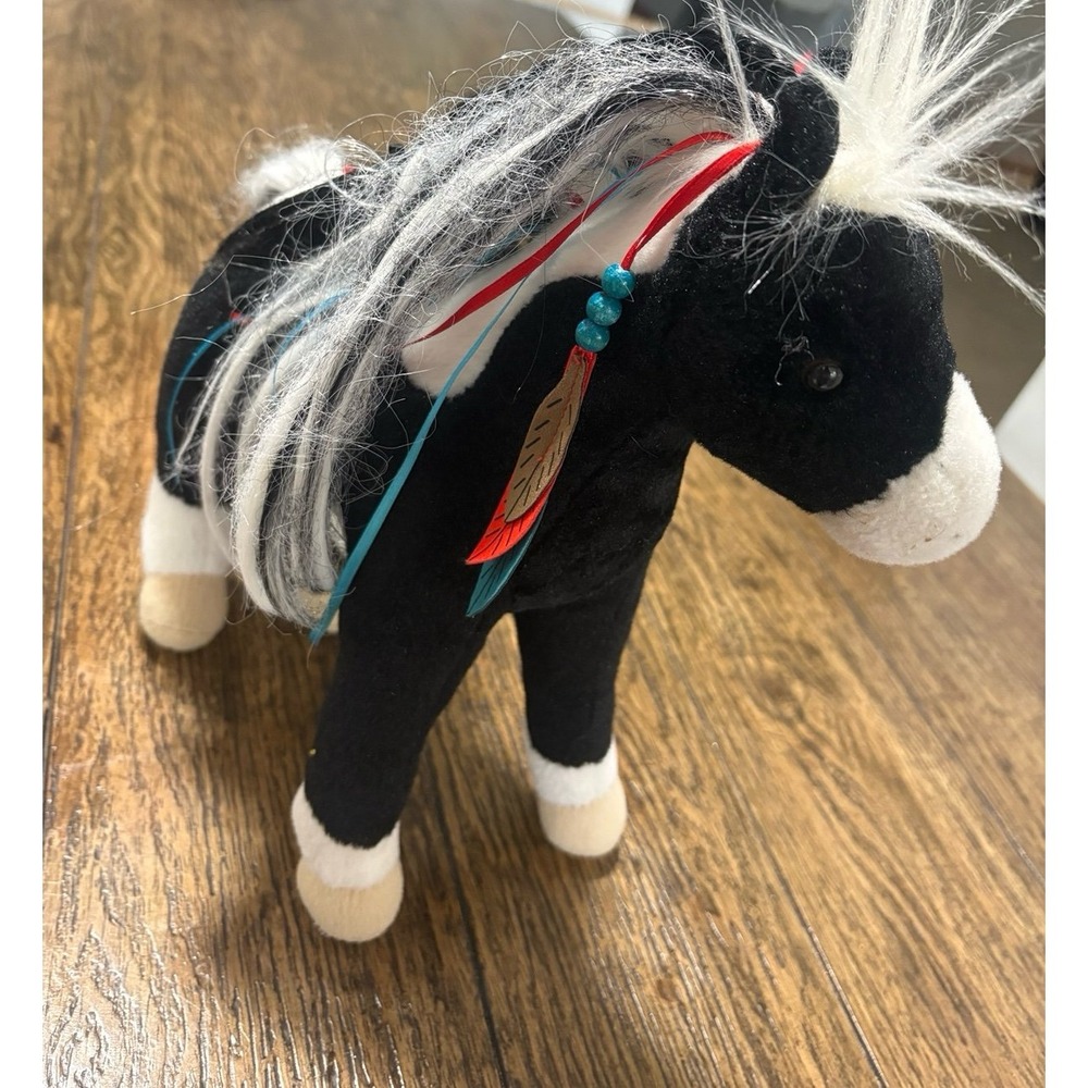 Douglas Toys Warrior Princess Black White 12" Standing Horse Plush Painted Pony